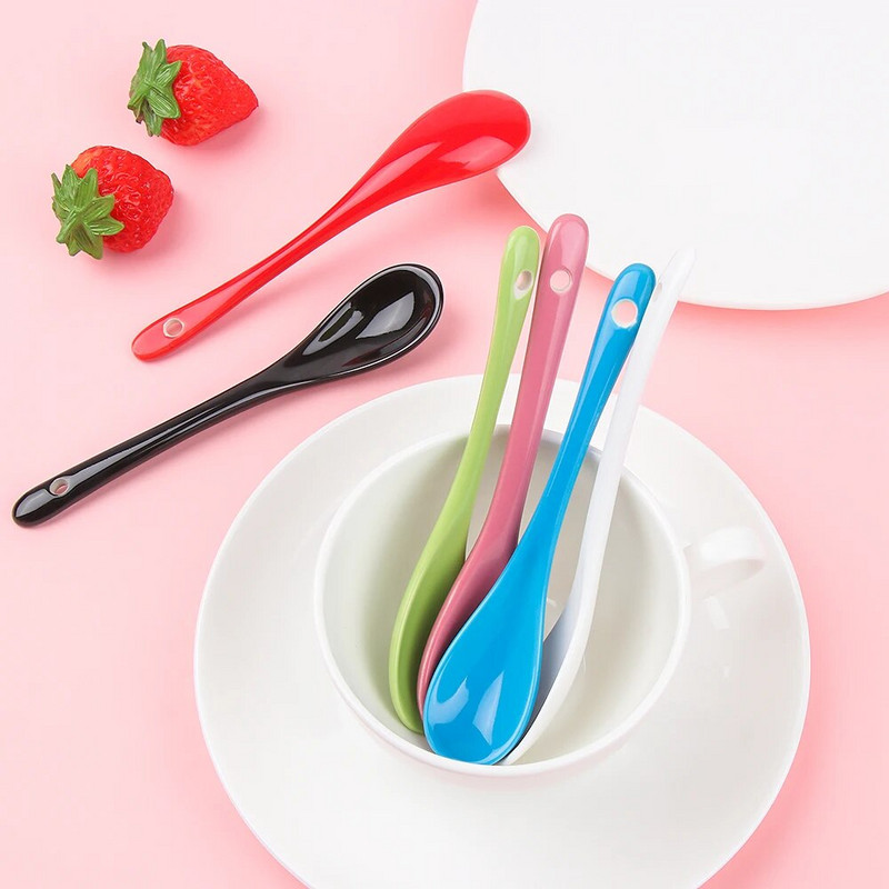 1kom Mini keramička žlica za kavu Žlica s dugom drškom Čaj Kava Šećer Žlica za desert Keramički pribor za jelo Bijelo Žuto Crveno Zeleno