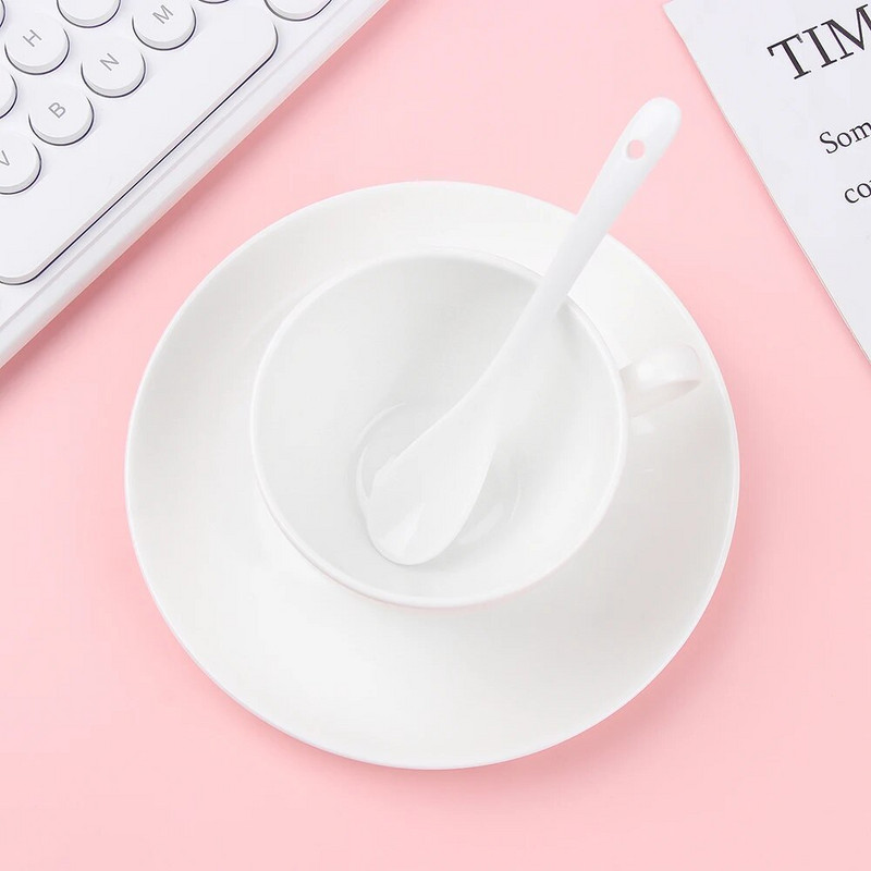 1kom Mini keramička žlica za kavu Žlica s dugom drškom Čaj Kava Šećer Žlica za desert Keramički pribor za jelo Bijelo Žuto Crveno Zeleno