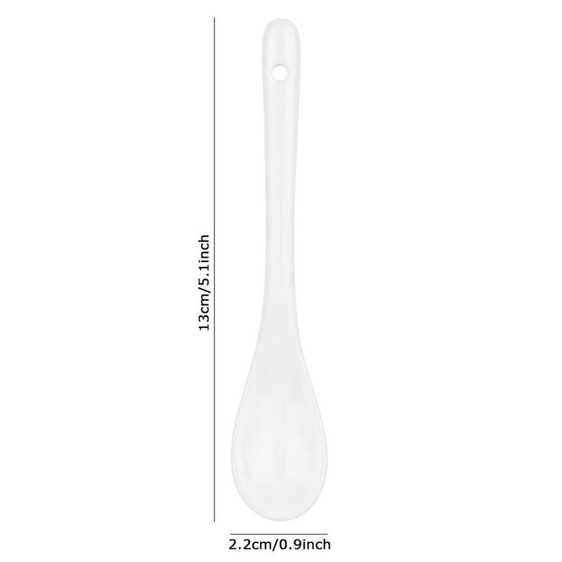 1kom Mini keramička žlica za kavu Žlica s dugom drškom Čaj Kava Šećer Žlica za desert Keramički pribor za jelo Bijelo Žuto Crveno Zeleno