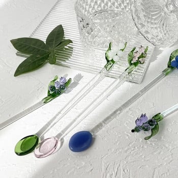 Επιδόρπιο Κουτάλι Ιαπωνικού στυλ Χρώμα Lily Of The Bell Επιτραπέζιο σκεύος με μακριά λαβή Κουτάλι καφέ δημιουργικό γυάλινο κουτάλι ανάμειξης