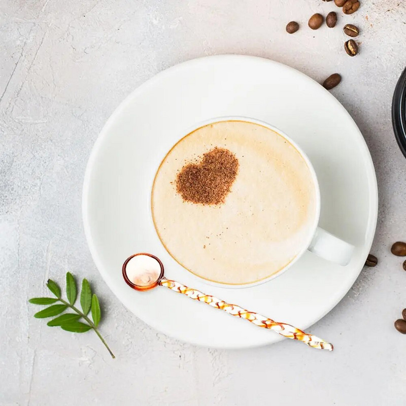 INS Style Vitraažist teelusikad Värvilised pika varrega kohvikulbid Klaassegamislusikad Koduköök Kohvinõud Lauanõud