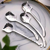 Mini Coffee Spoon Accessories Stirring Cute Cat Dessert Spoon 304 Stainlessl посуда Cucharas Café Cuchara ложка Cuillère 스푼 티스푼
