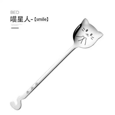 Mini Coffee Spoon Accessories Stirring Cute Cat Dessert Spoon 304 Stainlessl посуда Cucharas Café Cuchara ложка Cuillère 스푼 티스푼
