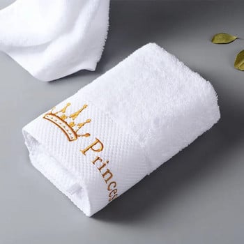 Ποιοτικό 100% βαμβακερό λευκό σετ πετσετών ξενοδοχείου 5 αστέρων Κεντημένες πετσέτες μπάνιου πολυτελείας για ενήλικες Απορροφητική πετσέτα προσώπου