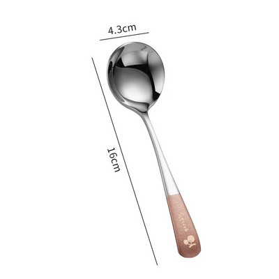 16 см * 4,3 см креативни лъжички за кафе с кръгла глава от неръждаема стомана с плодов модел Смесване на мляко Десертни чаени лъжици Кухненски аксесоари