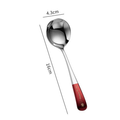 16 см * 4,3 см креативни лъжички за кафе с кръгла глава от неръждаема стомана с плодов модел Смесване на мляко Десертни чаени лъжици Кухненски аксесоари