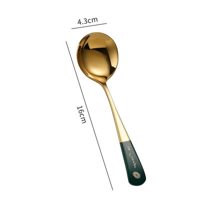 16 см * 4,3 см креативни лъжички за кафе с кръгла глава от неръждаема стомана с плодов модел Смесване на мляко Десертни чаени лъжици Кухненски аксесоари
