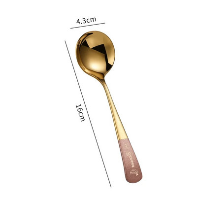 16 см * 4,3 см креативни лъжички за кафе с кръгла глава от неръждаема стомана с плодов модел Смесване на мляко Десертни чаени лъжици Кухненски аксесоари