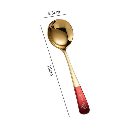 16 см * 4,3 см креативни лъжички за кафе с кръгла глава от неръждаема стомана с плодов модел Смесване на мляко Десертни чаени лъжици Кухненски аксесоари