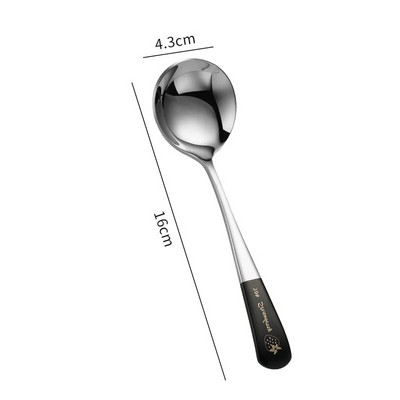 16 см * 4,3 см креативни лъжички за кафе с кръгла глава от неръждаема стомана с плодов модел Смесване на мляко Десертни чаени лъжици Кухненски аксесоари