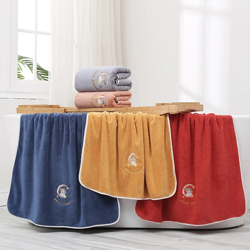 Ručnik za kupanje sa crtanim zecem Koraljni plišani mekani ručnik za lice koji se brzo suši Ručnik za plažu Upijajući ručnici za kućanstvo