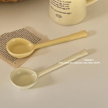 Керамична лъжица с дълга дръжка Инструменти за пиене на кафе Чай Кухненска джаджа Прибори за хранене Сервии Разбъркване на торта Захарна супа Десертна чаена лъжичка