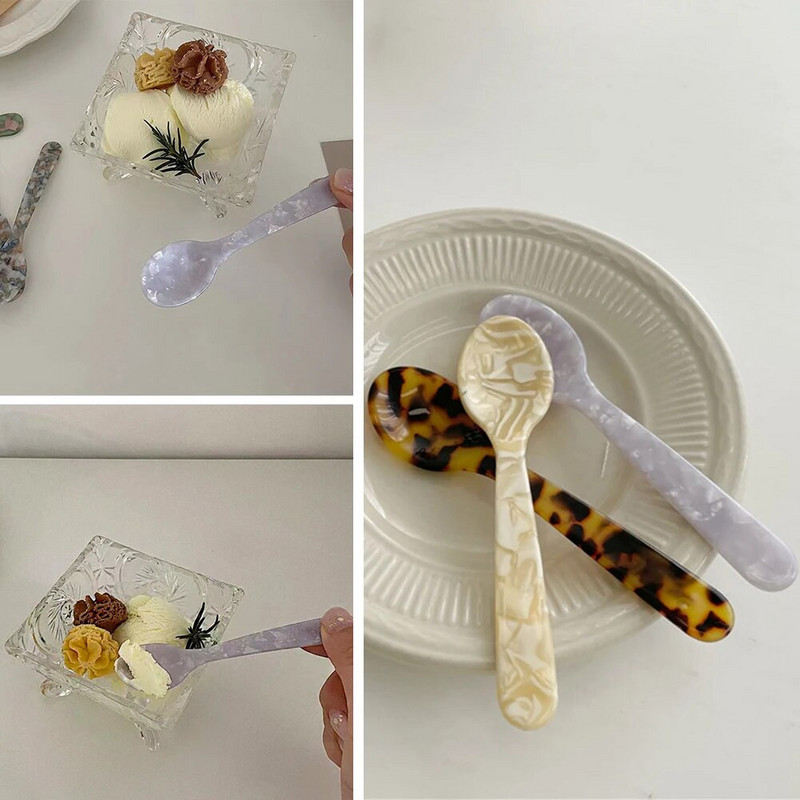 11 cm-es színes akril jégkanál krém kávé kaviár kanál bekeverő kanalak desszert teáskanál kézműves konyhai eszközök fényképes kellékek