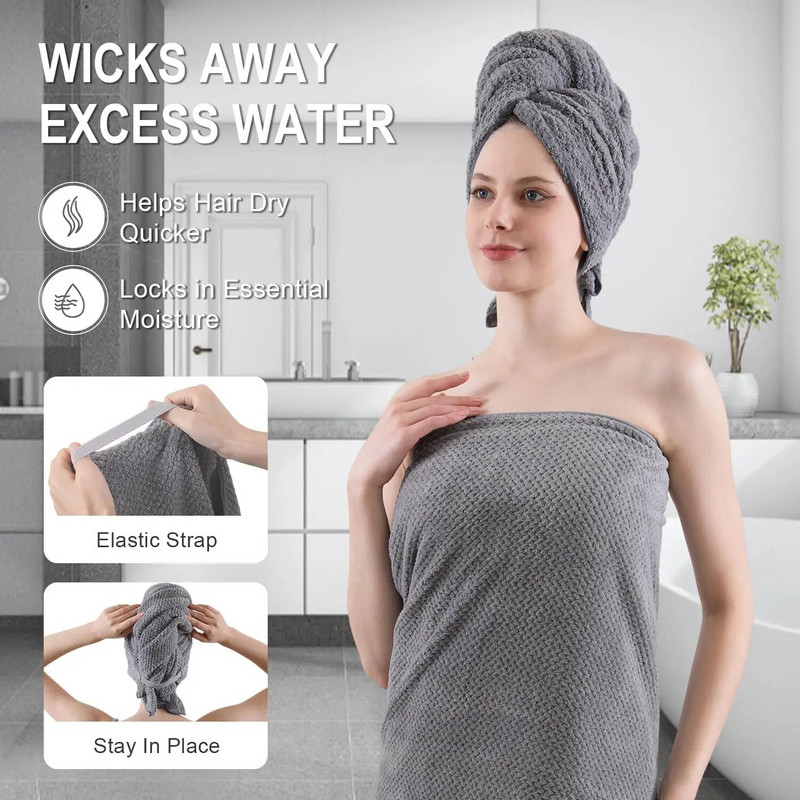 Eriti suur mikrokiust juukserätik naistele pikkadele, lokkis, paksudele juustele, ülipehme kortsumisvastane kiirkuivav juukserätik