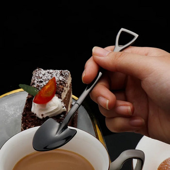 4PCS Лъжица за кафе Комплект прибори за хранене Ретро желязна лопата от неръждаема стомана Лъжица за сладолед Лъжица Творческа лъжица чаена лъжица Модна посуда