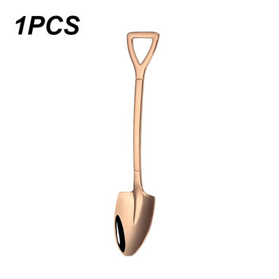 4PCS Лъжица за кафе Комплект прибори за хранене Ретро желязна лопата от неръждаема стомана Лъжица за сладолед Лъжица Творческа лъжица чаена лъжица Модна посуда