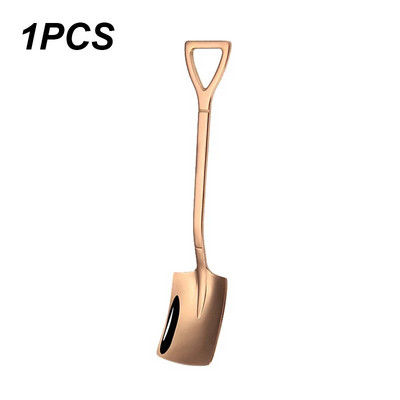 4PCS Лъжица за кафе Комплект прибори за хранене Ретро желязна лопата от неръждаема стомана Лъжица за сладолед Лъжица Творческа лъжица чаена лъжица Модна посуда