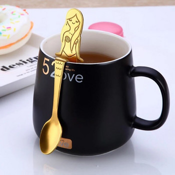 1PC Mermaid Coffee Spoons Ложичка 304 Висяща лъжица за кафе от неръждаема стомана Чаена лъжичка Захар Moka Чаена лъжица за сладолед Кухненски инструменти