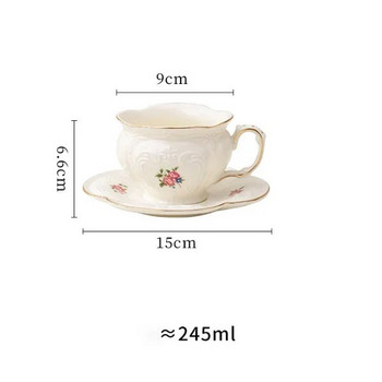 Ретро комплект чаши за кафе с шарка на роза, керамичен чайник в европейски стил, рисуване със свободна ръка, цветя, чаши за чай, домашна чаша за вода с висок външен вид