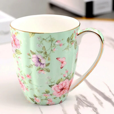 Cvjetni uzorci biljaka Šalice za čaj i tanjurići Šalica za kavu Keramička ukrasna šalica za kućanstvo Šalica za čaj u nordijskom stilu Šalice za posuđe