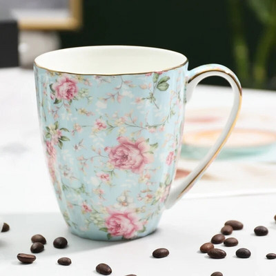 Cvjetni uzorci biljaka Šalice za čaj i tanjurići Šalica za kavu Keramička ukrasna šalica za kućanstvo Šalica za čaj u nordijskom stilu Šalice za posuđe