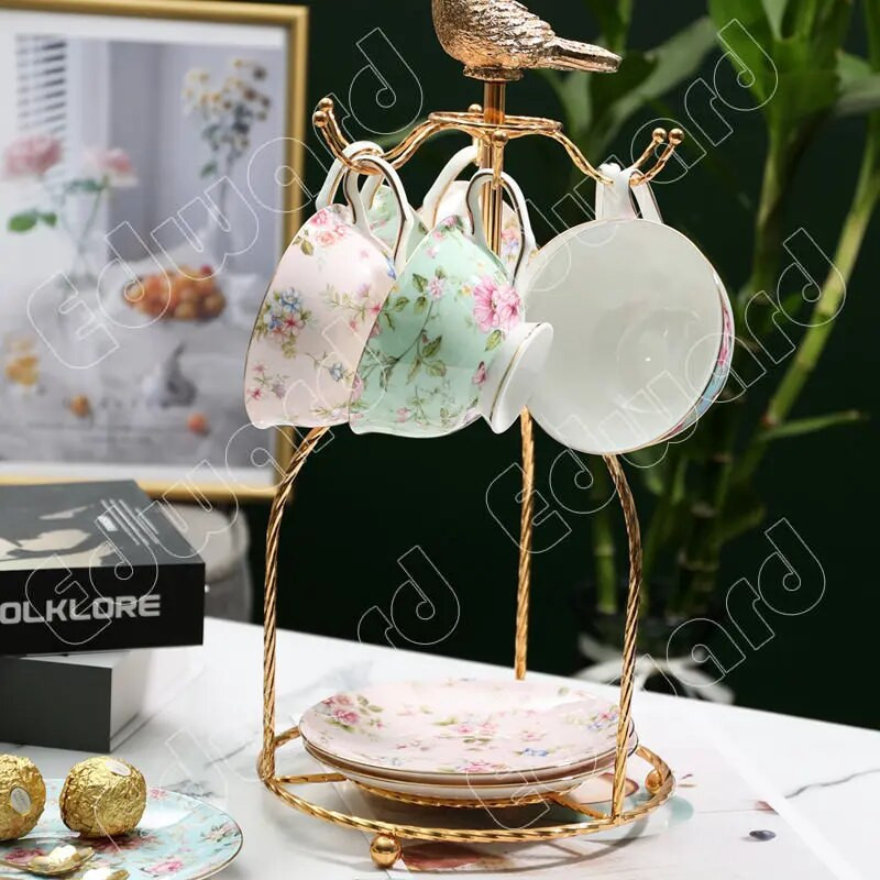 Cvjetni uzorci biljaka Šalice za čaj i tanjurići Šalica za kavu Keramička ukrasna šalica za kućanstvo Šalica za čaj u nordijskom stilu Šalice za posuđe