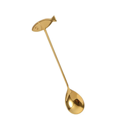 1 бр. Creative Fish Cat Design Лъжица за разбъркване на кафе Симпатична десертна чаена лъжица от неръждаема стомана Домашни кухненски аксесоари