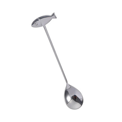 1 бр. Creative Fish Cat Design Лъжица за разбъркване на кафе Симпатична десертна чаена лъжица от неръждаема стомана Домашни кухненски аксесоари