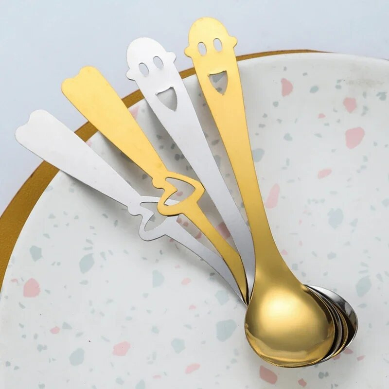 Žlica za kavu od nehrđajućeg čelika, šuplje srce, osmjeh, dizajn lica, žlica za sladoled, svadbeni suvenir, žlica, darovi za kućnu kuhinju, djecu