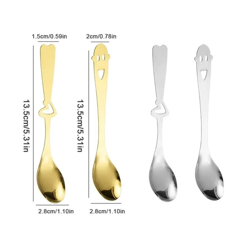 Žlica za kavu od nehrđajućeg čelika, šuplje srce, osmjeh, dizajn lica, žlica za sladoled, svadbeni suvenir, žlica, darovi za kućnu kuhinju, djecu