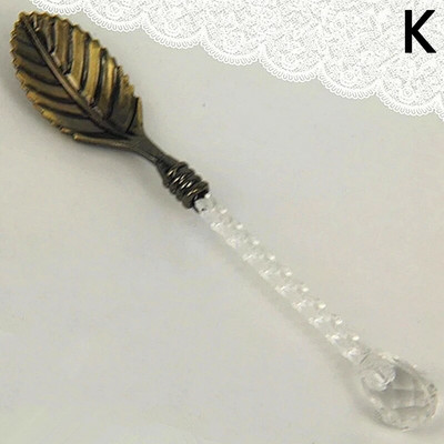 Нов модел с кристална глава Реколта Чаена лъжица Лъжички за кафе Многоцветен издълбан дизайн Фестивална парти Лъжица Лъжици Посуда