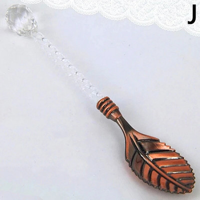 Нов модел с кристална глава Реколта Чаена лъжица Лъжички за кафе Многоцветен издълбан дизайн Фестивална парти Лъжица Лъжици Посуда