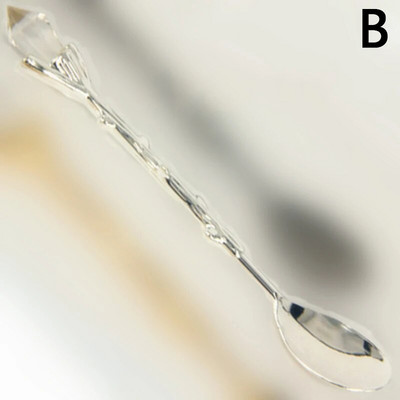 Нов модел с кристална глава Реколта Чаена лъжица Лъжички за кафе Многоцветен издълбан дизайн Фестивална парти Лъжица Лъжици Посуда