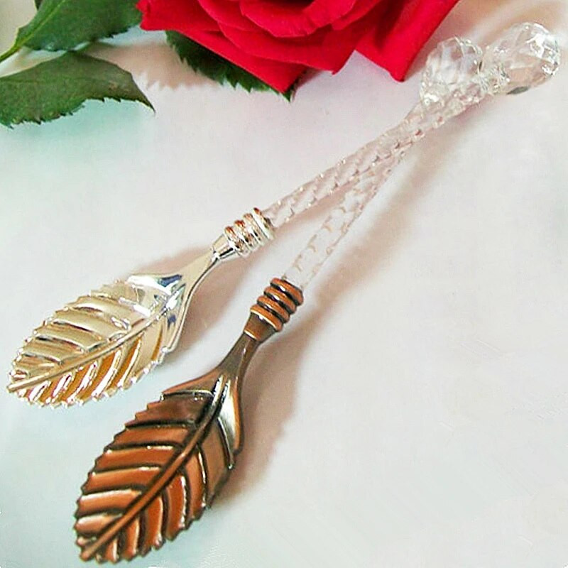 Нов модел с кристална глава Реколта Чаена лъжица Лъжички за кафе Многоцветен издълбан дизайн Фестивална парти Лъжица Лъжици Посуда