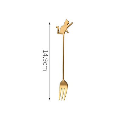 Kreativna Žlica za miješanje kave od nehrđajućeg čelika Crtić Mačka Riba Viseća šalica Žličica Voće Vilica za desert Mlijeko Sladoled Posuđe