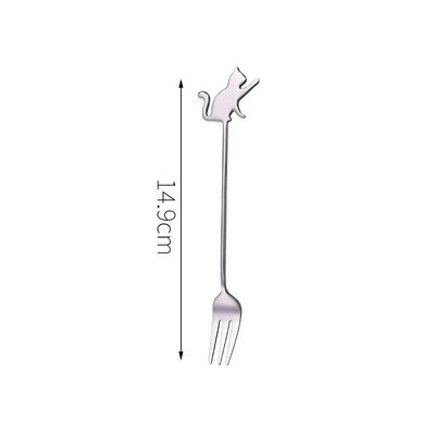 Kreativna Žlica za miješanje kave od nehrđajućeg čelika Crtić Mačka Riba Viseća šalica Žličica Voće Vilica za desert Mlijeko Sladoled Posuđe