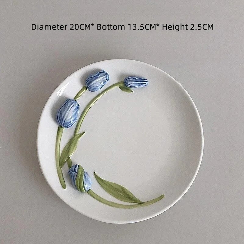 Tulipani Keramičke šalice 3D reljefne ručno stegnute nepravilne šalice za kavu Ručno oslikani cvijet Mlijeko Šalica za čaj Šalica za doručak blagdanski darovi