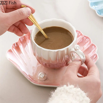 260ml Light Luxury Κεραμικό Σετ Καφέ και Πιάτο Κούπα Γραφείου Οικιακό Σετ Πρωινού Milk Cup Creative Drinking
