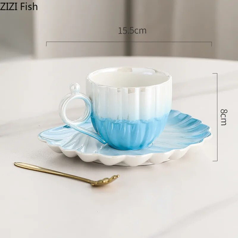 260 мл лека луксозна керамична чаша за кафе и комплект чинии Офис чаша Домакинска чаша за закуска с голям капацитет Творчески комплект за пиене