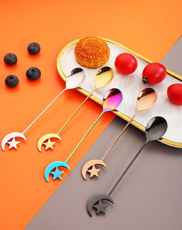 1vnt mielas kavos desertinis šaukštas šakutė nerūdijančio plieno maišymo šaukštas ledų pyrago priedai Virtuvės baro desertinis kavos indai