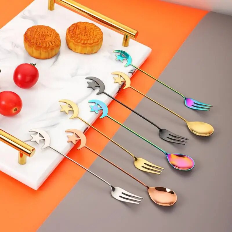 1vnt mielas kavos desertinis šaukštas šakutė nerūdijančio plieno maišymo šaukštas ledų pyrago priedai Virtuvės baro desertinis kavos indai