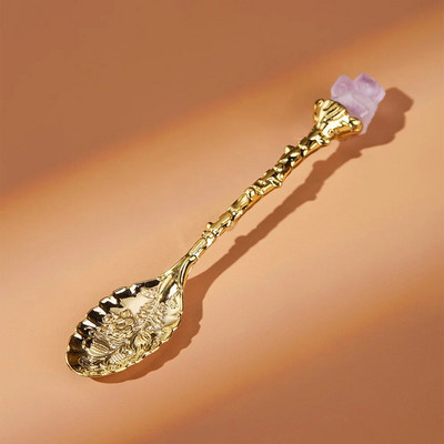 1 db kristályfejű kanál Vintage faragott ötvözet kávéskanál fagylalt desszert tea étkező konyhai kiegészítők