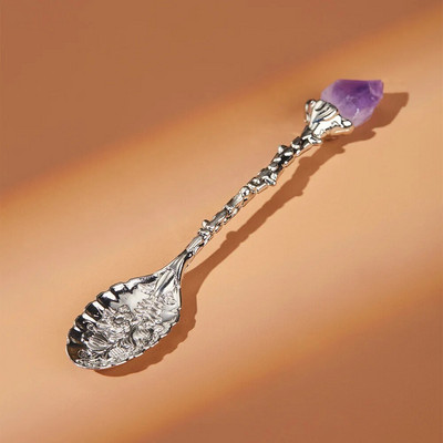 1 db kristályfejű kanál Vintage faragott ötvözet kávéskanál fagylalt desszert tea étkező konyhai kiegészítők