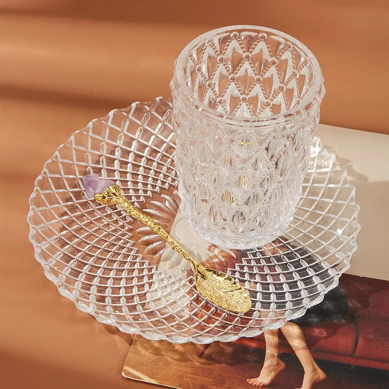 1 db kristályfejű kanál Vintage faragott ötvözet kávéskanál fagylalt desszert tea étkező konyhai kiegészítők