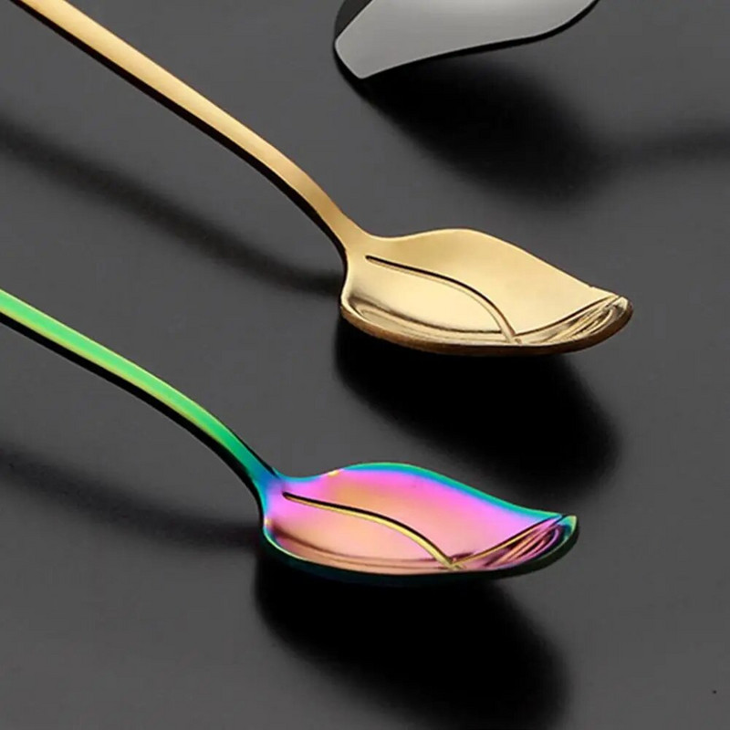 1PC Žlica za ruže od nehrđajućeg čelika, duga ručka, žličica za kavu, čaj, desert, sladoled, posuđe, žlica za salatu od meda, dekor božićni dar