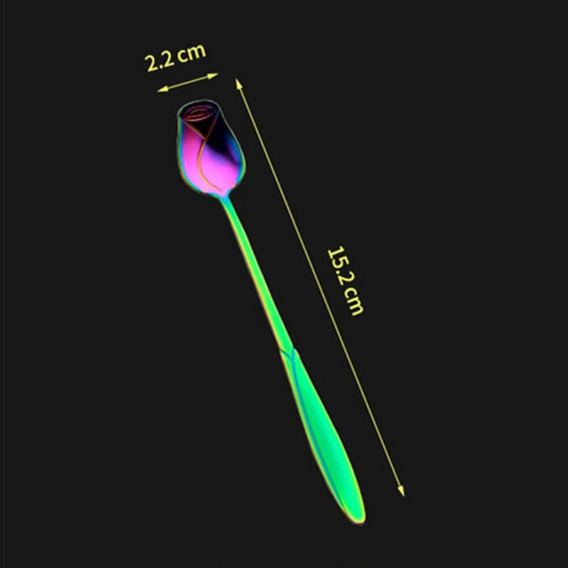 1PC Žlica za ruže od nehrđajućeg čelika, duga ručka, žličica za kavu, čaj, desert, sladoled, posuđe, žlica za salatu od meda, dekor božićni dar