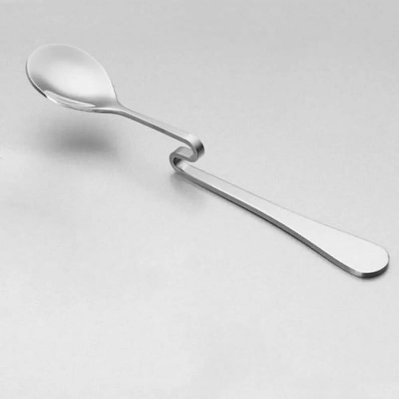 Rozsdamentes acél S-alakú függő csésze kanál étterem szálloda hajlított nyél csavaró kanál kávé tej tea ívelt keverőkanál