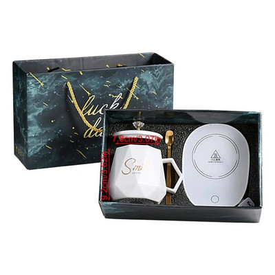 Išmanusis keramikinis puodelio šildytuvas puodelio padėkliuko šildytuvas termostatinis kavos šildymas elektrinis puodelio rinkinys Pienas arbatos šildymas vanduo Namų biuro dovana