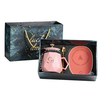 Išmanusis keramikinis puodelio šildytuvas puodelio padėkliuko šildytuvas termostatinis kavos šildymas elektrinis puodelio rinkinys Pienas arbatos šildymas vanduo Namų biuro dovana