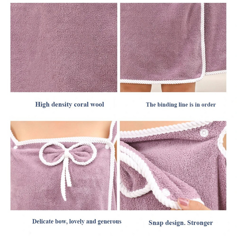 Prosoape de baie care se pot purta din lână de coral Fusta de baie pentru femei Sling absorbantă pentru hotel, acasă, baie, halat de baie pentru femei, prosop cu uscare rapidă